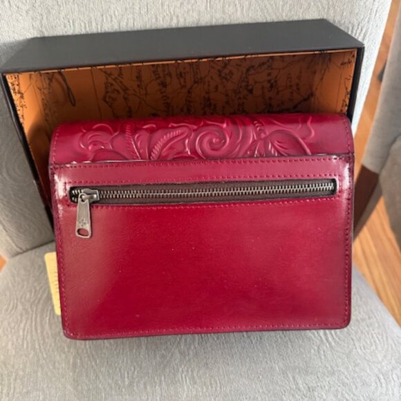 PATRICIA NASH red leather embossed clutch/ cross body, NWT